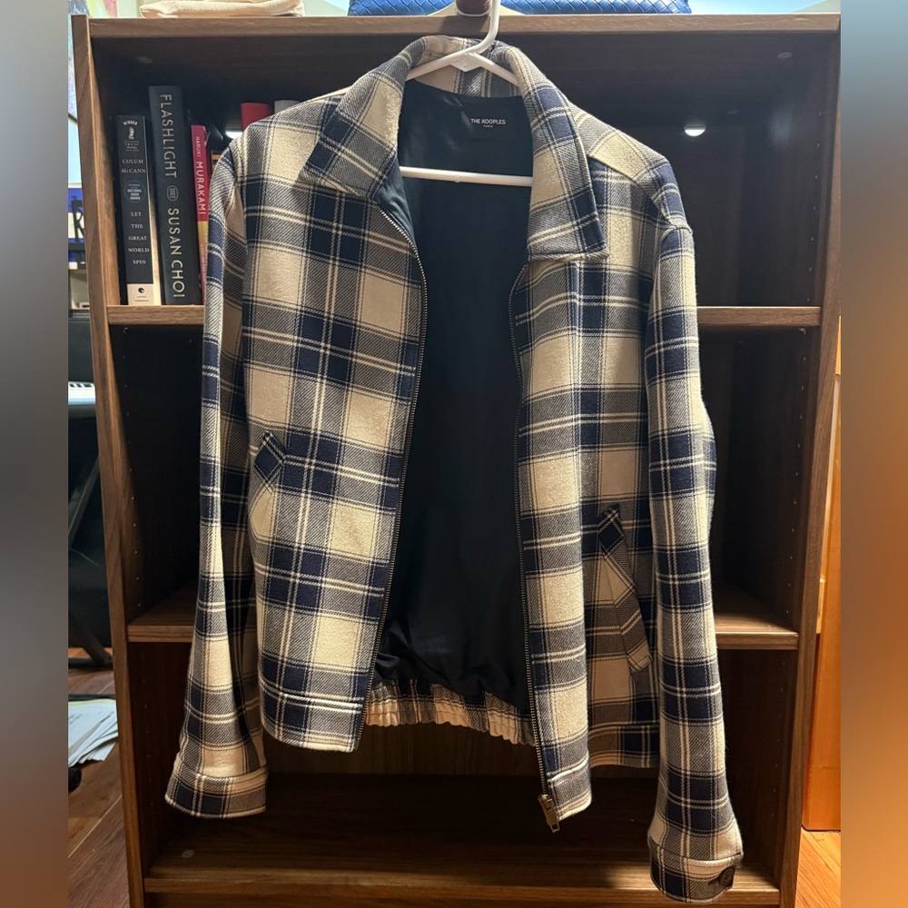 $535 The Kooples Plaid Check Wool-Blend Blouson Jacket - Medium